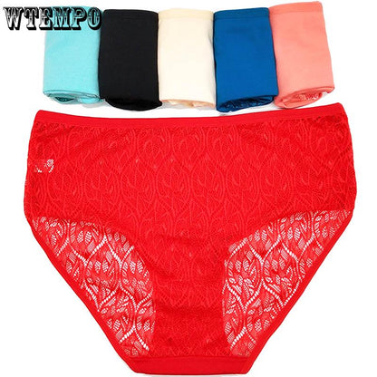 6 Pcs/Lot Transparent Hollow Short Ladies Low Waist Underwear Sexy Lace Seamless Briefs Thong