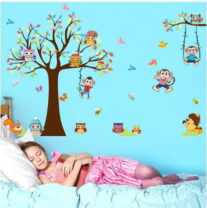 Owl tree animal party cartoon wall sticker children's room kindergarten decoration stickers