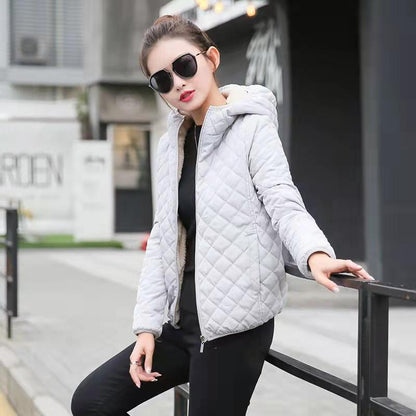 Slim Winter Cotton-padded Jacket Women's Short Light Thin Padded Jacket Plus Velvet Padded Padded Jacket Women's Imitation Lamb Velvet Coat