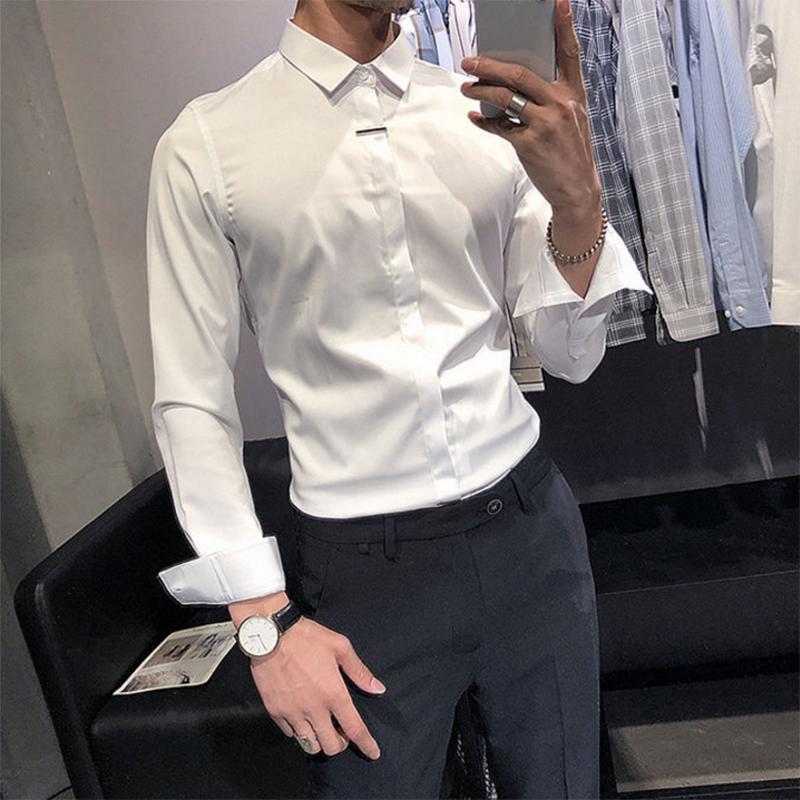 Men's Autumn and Summer Long-sleeved Thin Shirt Loose Trendy Casual Bottoming Top Business Slim Non-iron Men's Shirt