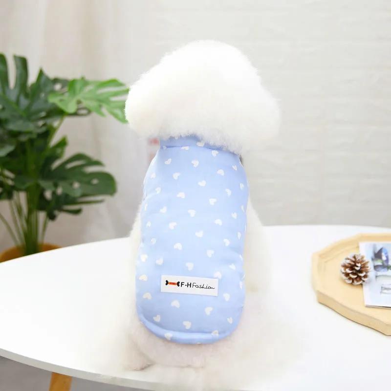 Dog Clothes Winter Floral Thick Warm Jacket Double-sided Vest Cat Teddy Pet Dog Winter Clothing 2 Legged Outerwear Jumpsuit Windproof Comfortable Coat