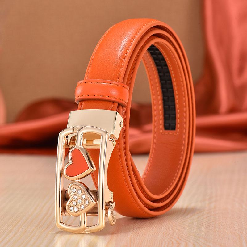 Girls belt leather automatic buckle thin belt leather fashion wild ladies pants belt