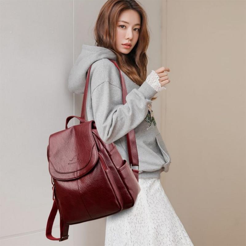 Ladies Backpacks Soft Leather Fashion Backpacks Female Travel Bags Backpacks Large-capacity School Bags