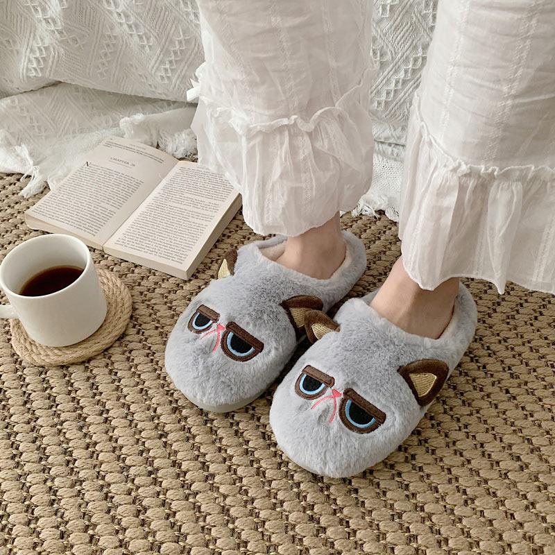 Women Warm Slippers Ladies Cute Winter Shoes Home Cat Plush Flats Casual Fashion Indoor New Footwear Bedroom Woman Shoe 2021