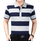 Summer Middle-aged Men's Short-sleeved T-shirt Lapel Dad Wear Summer Loose and Thin Half-sleeved Men's Striped    Shirt