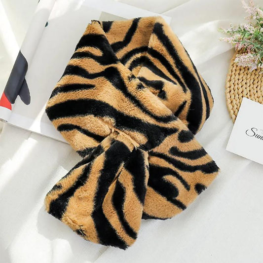 Tide Korean Version of Thick Warm Student Bib Zebra Wild Winter Warm Plush Scarf