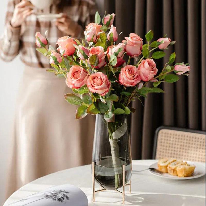 Bulgarian Rose Bouquet Simulation Flower Bone Photo Props Fake Flowers Home Table Decoration Living Room Decoration