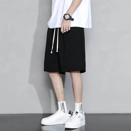 Summer Breathable Sweat-absorbing Shorts Men's Outer Wear Casual Sports Ice Silk Pants Loose Five-point Pants Students Solid Color Shorts