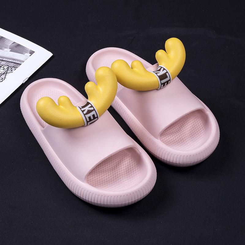 Fawn Sandals Slippers Female Summer Cute Cartoon Household Bathroom Home Slippers Thick bottom  comfortable