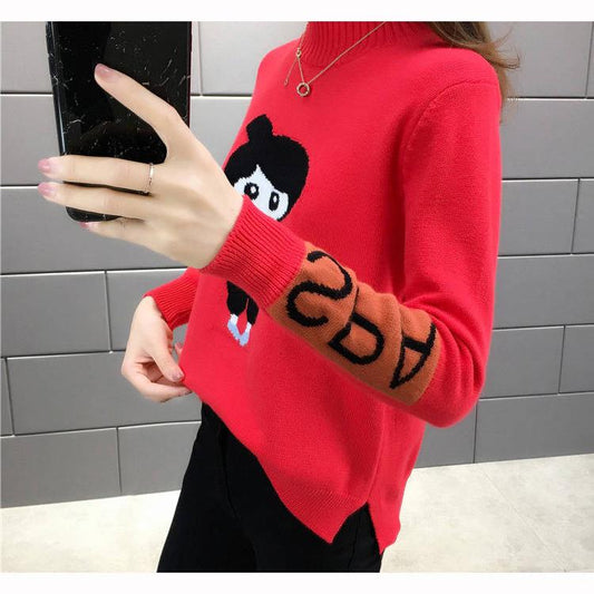 Bottoming Shirt Warm Long Sleeve High Collar Sweater Knitting Sweater Women's Autumn and Winter