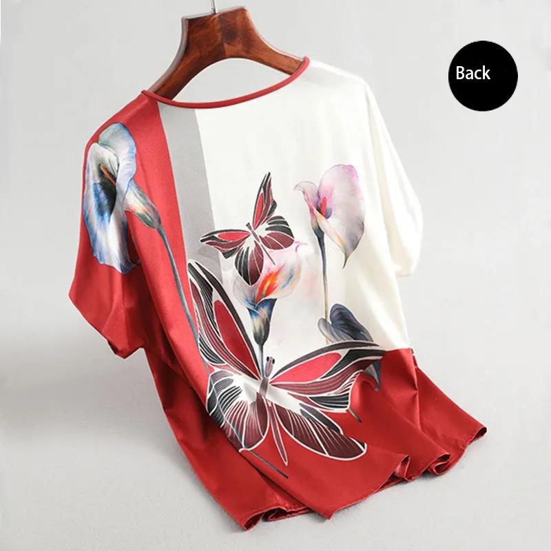 Ice Silk Loose Short-sleeved T-shirt Women's Round Neck Short-sleeved Daily Casual and Comfortable T-shirt Fabric Is Light and Breathable