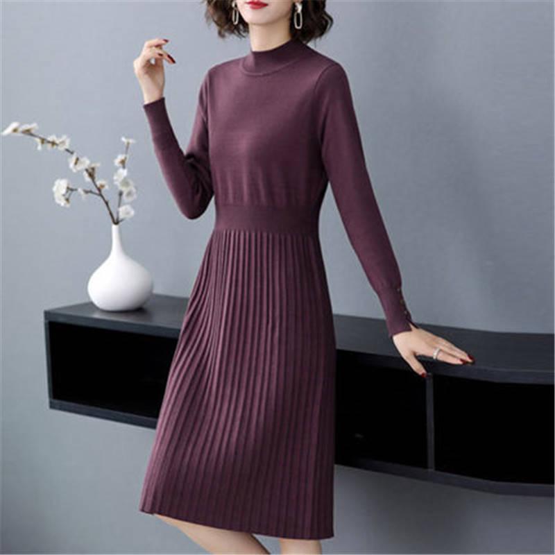 Thicken Long Sweater Dress Woman Turtleneck Super Chic Long-sleeve Warm Knit Dress Ladies Clothing