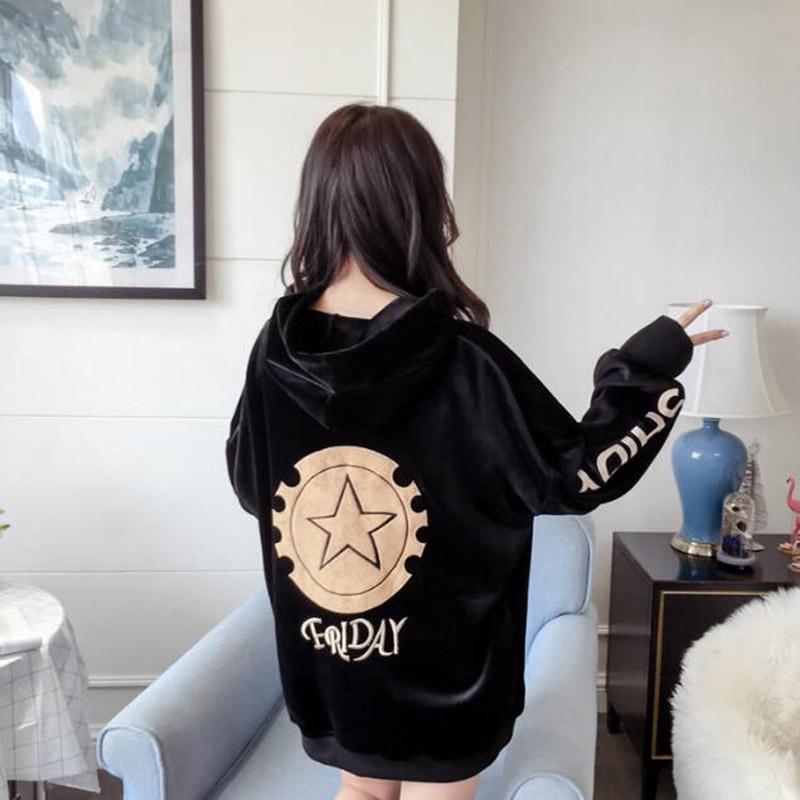 Sweatshirt wild large size long sleeve warm hooded top autumn and winter sweater cotton women's