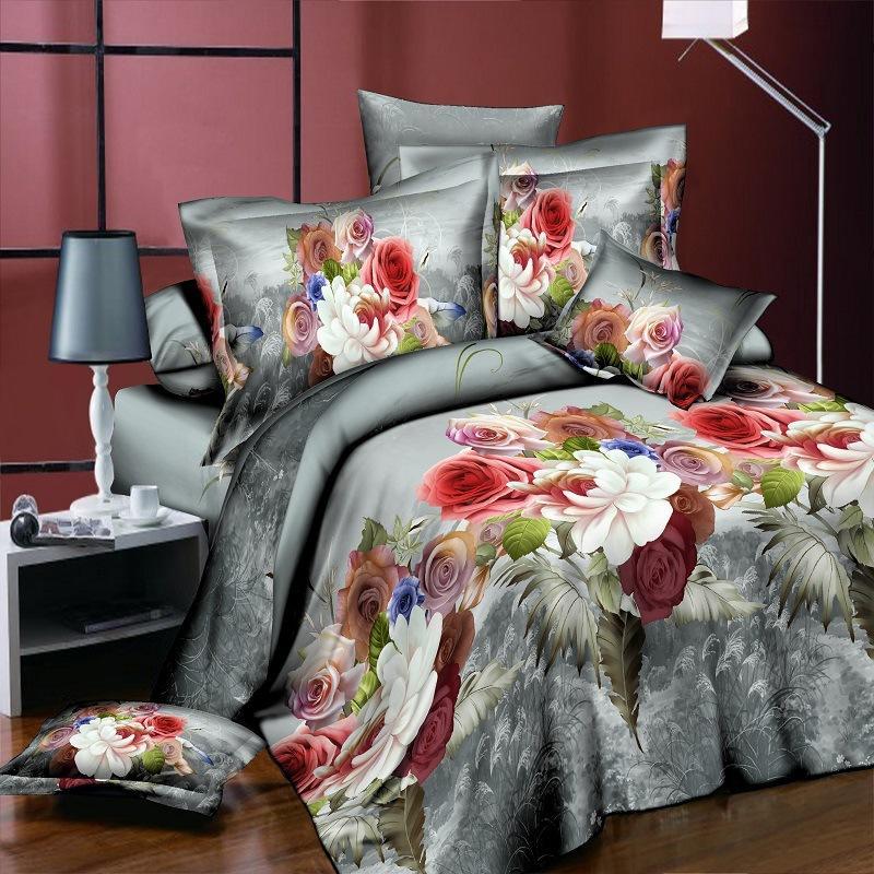 Duvet Cover Set 3D Oil Painting Bed In A Bag 4pcs Bedding Sets Flat Bed Sheet Comforter Duvet