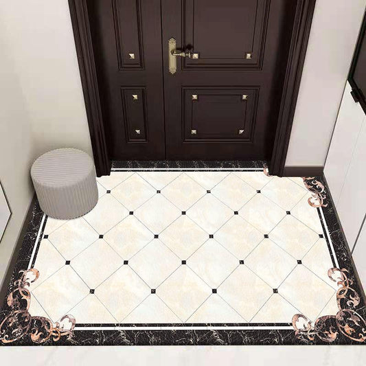 Modern and Simple Floor Mats with Marble Pattern Waterproof and Oil-proof Scrubable Kitchen Floor Mats PVC Non-slip Door Mats Can Be Cut