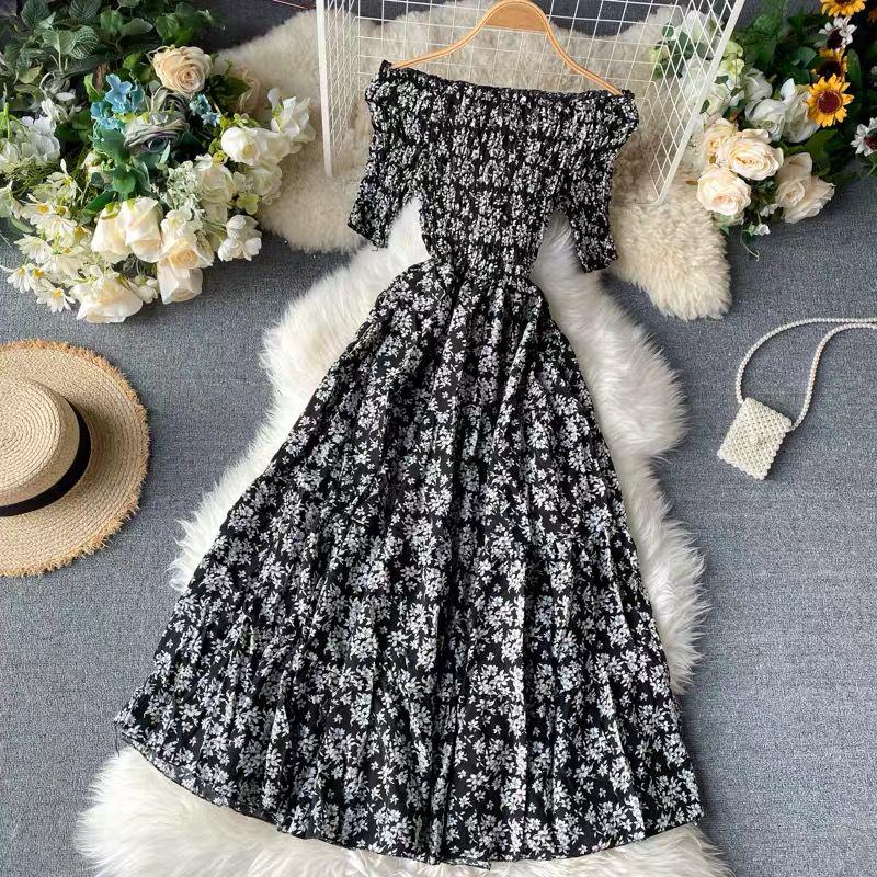 Femme Summer Dress 2020 Strapless Short Sleeve Retro Women Vintage Dresses Rockabilly Party Dress