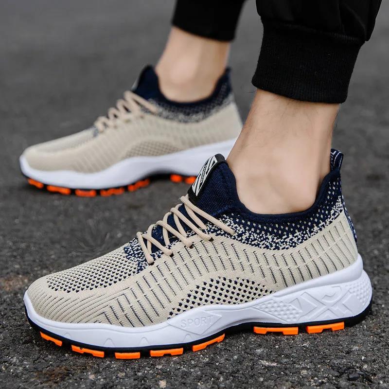 Spring Men's Sports Shoes Large Size Versatile Casual Breathable Mesh Shoes Non-Slip Running Shoes Travel Shoes