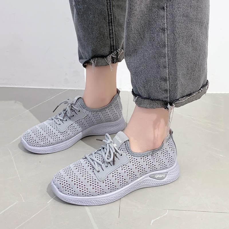 2021 Spring Summer Sports Shoes Women's Breathable Hollow Mesh Shoes Versatile Casual Shoes Lightweight Soft Sole