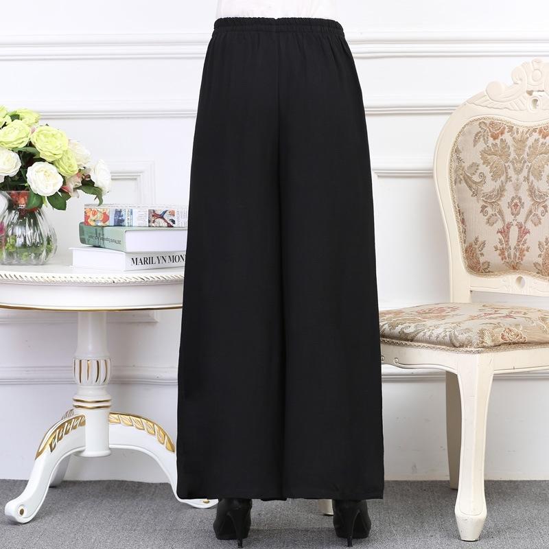 WTEMPO Women Ankle-Length Pants Ruffle Skirt-like Wide-leg Pants Female Loose High Waist  Trousers Cool and Breathable