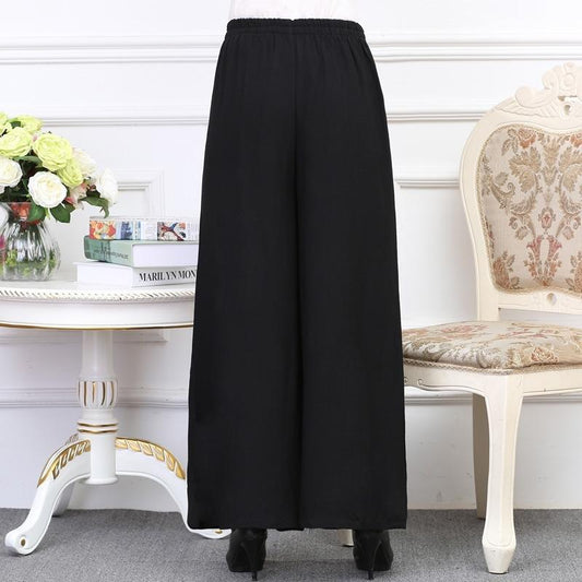 WTEMPO Women Ankle-Length Pants Ruffle Skirt-like Wide-leg Pants Female Loose High Waist  Trousers Cool and Breathable