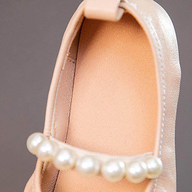 Girls' Leather Shoes Little Girls Western Style Princess Shoes Spring and Autumn Small Fragrance Children's Soft-soled Baby Peas Shoes