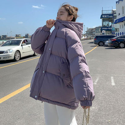 Winter Plus Size Women's Hooded Cotton Padded Jacket Cotton Thick Short Loose Loose Bread Student Down Padded Jacket