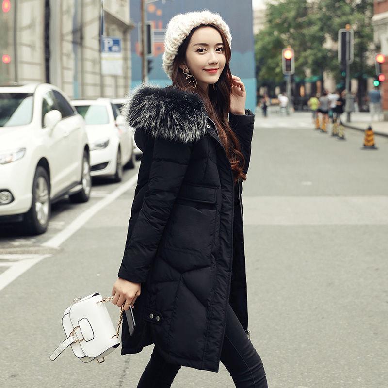 Cotton-padded Coat Women's Mid-length Korean Version of The Large Fur Collar Down Padded Jacket Slim Coat Winter Ins