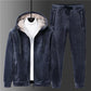 Autumn and Winter Plus Velvet Padded Suit Men's Large Size Long-sleeved Hooded Cardigan Top Warm Pants