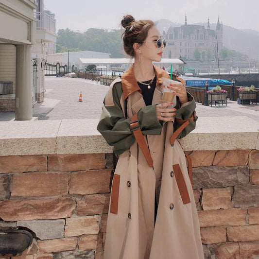 Women's Trench Coat Spring and Autumn Mid-length Coat Is Full of Design