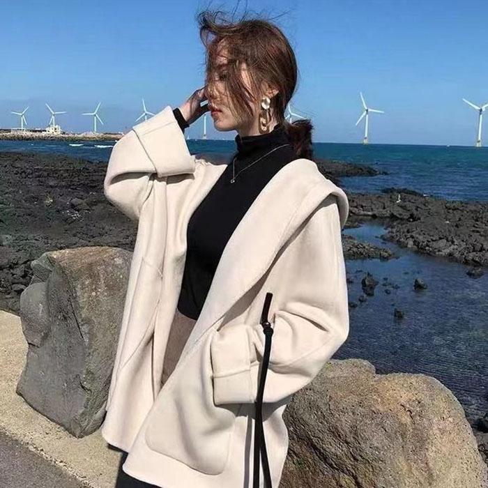 Double-sided Autumn and Winter All-match Woolen Coat French Cloak Woolen Coat Female Student Jacket