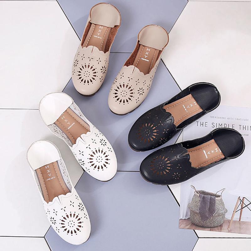 Summer Two-wear Flat Shoes Women's Loafers All-match Hollow Shoes Korean Bow Shoes