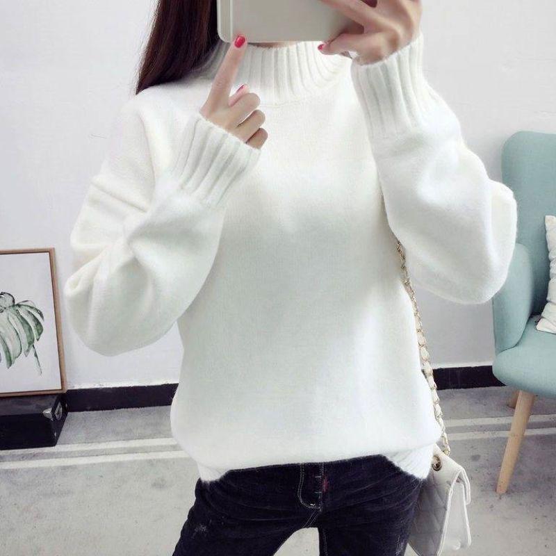 Autumn and Winter Women Lapel Large Twisted Long Sleeved Sweater Women Knit Top