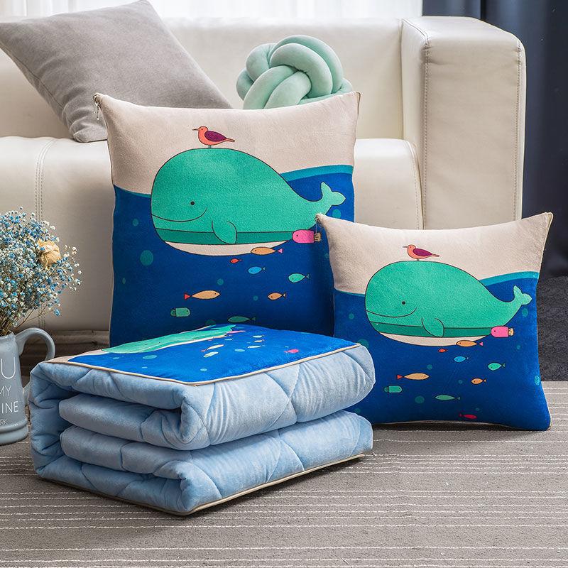 Cartoon Pillow Quilt Dual-use Car Coral Velvet Office Dual-use Cushion Waist Pillow Nap Pillow Quilt Cushion