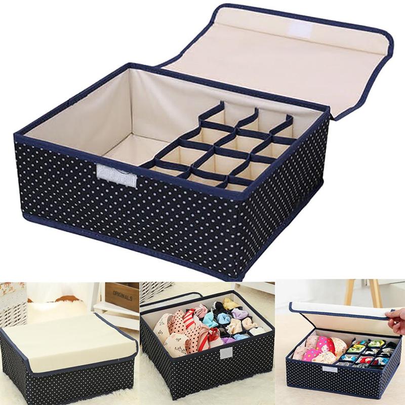 Oxford Cloth 13 Grid Finishing Box Large Capacity Underwear Storage Box Bra Socks Foldable Dustproof Storage Box