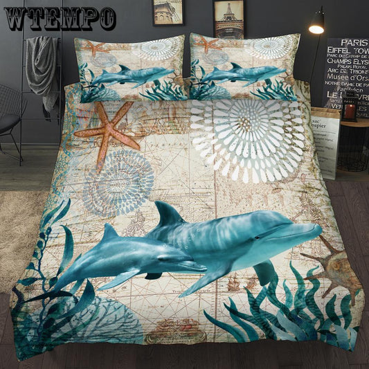 3D dolphin Bedding Set Duvet Cover Sets For Twin Full Queen King Bed Bedline Home