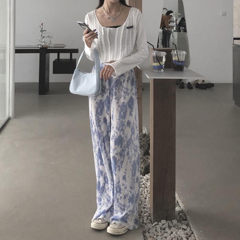 Wide Leg Pants Summer Thin Section Female Students Korean Graffiti Summer Casual Pants Women Loose Wild