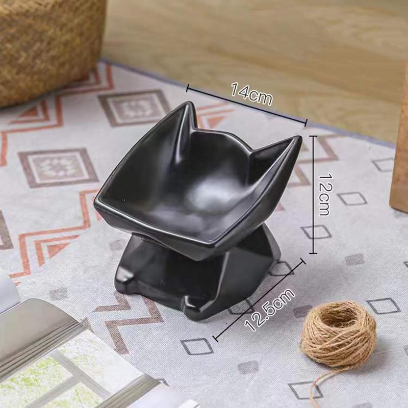 Cat Bowl High Foot Dog Bowl 15°Neck Protector Ceramics Cat Pet Food Water Dispenser Anti-overturning Binaural Pet Feeding Cup Pet Feeder Bowl