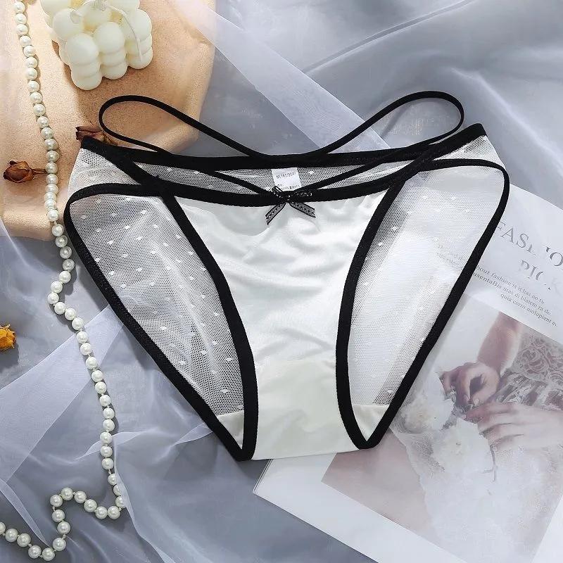 4Pcs/Set Underpants Women's Seamless Sports Transparent Panties Girl's Breathable Lace Cotton Crotch Strap Thin Briefs