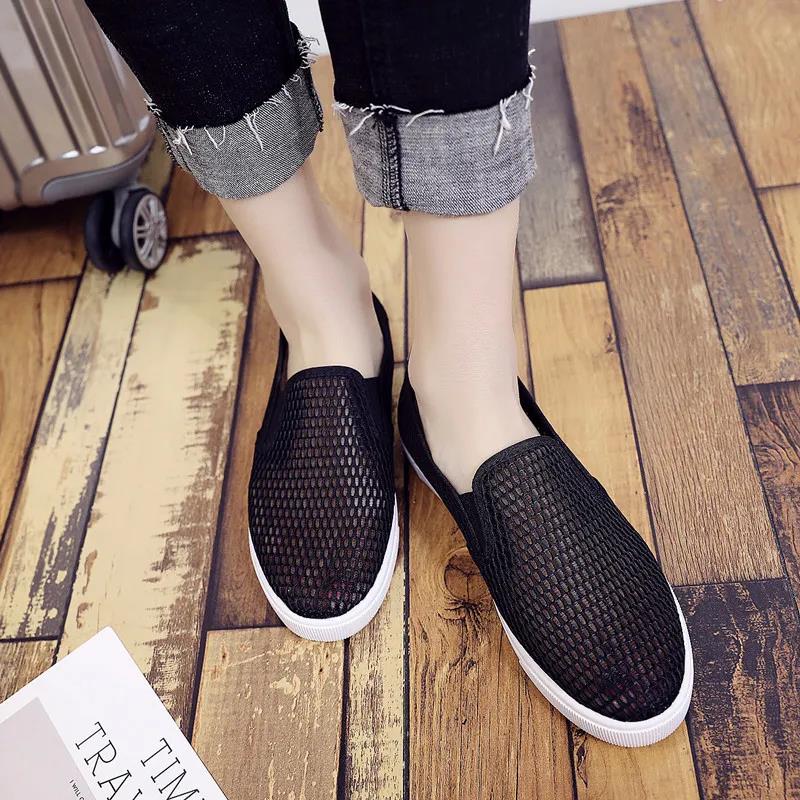 Summer Mesh Breathable White Shoes Female One-foot Flat-soled Student Net Shoes Sports and Leisure Korean Sneakers Old Beijing Women's Shoes