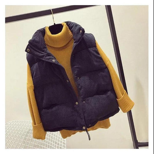 Winter Ladies Down Vest Jacket Fashion Stand-up Collar Down Cotton Sleeveless Jacket Thickened Warm Winter Vest