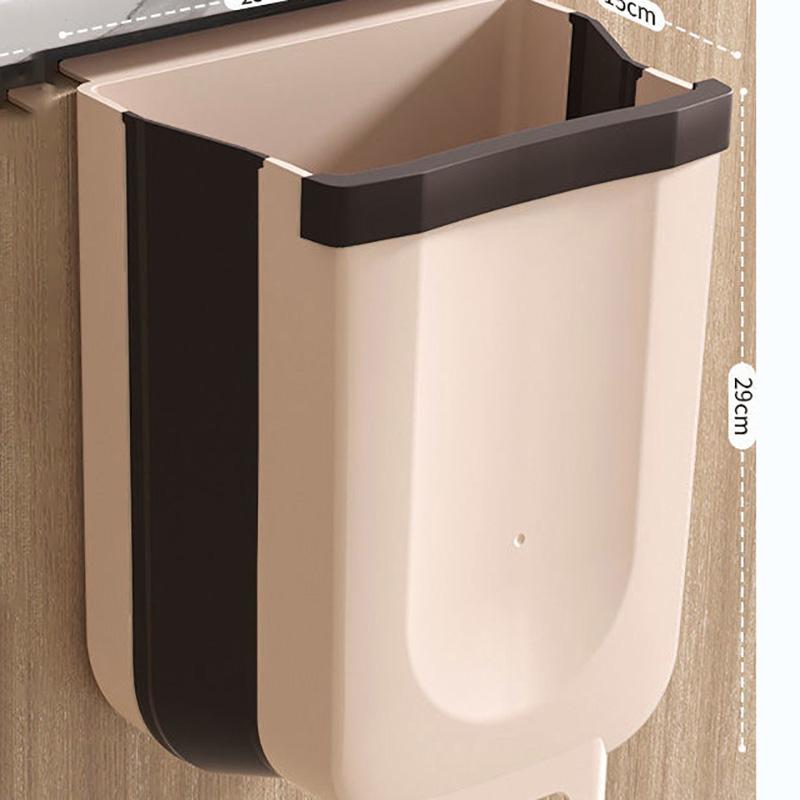 Kitchen Trash Can Folding Hanging Household Cabinet Door Wall Hanging Storage Bin Trash Bin Kitchen Waste Trash Basket Vehicle