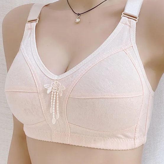 Women's Underwear Ultra Thin Large Size Lace Bra No Rims Gathering Anti-sagging Solid Color Bra