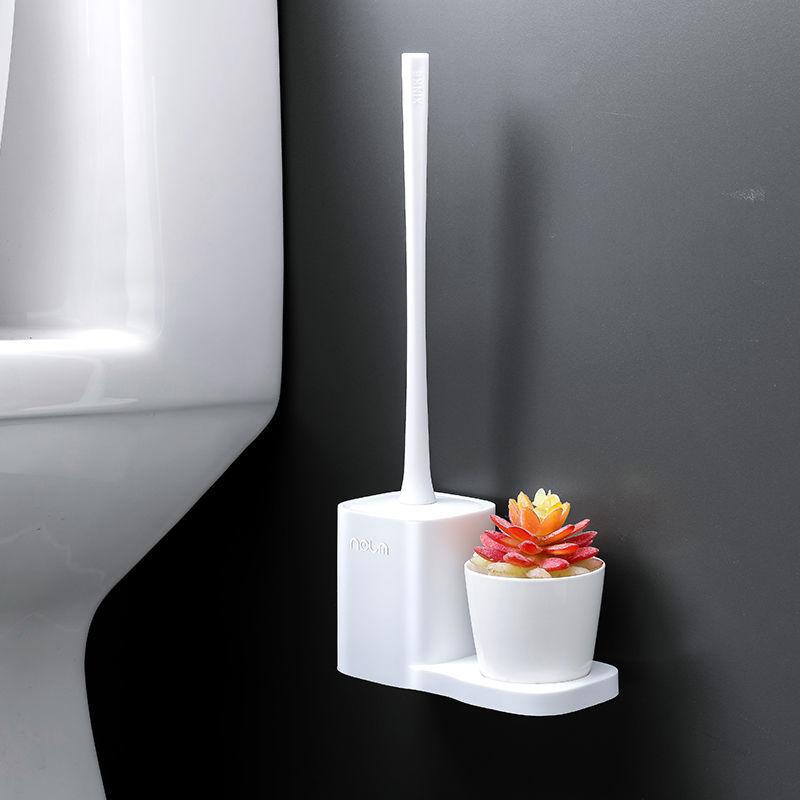 Silicone Toilet Brush Wc Cleaner Toilet Brush with Holder Flat Head Flexible Soft Bristles Brush Bathroom Accessory Gap Cleaning