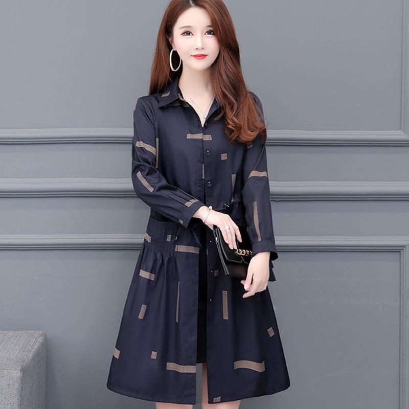 Windbreaker Women's Mid-length Spring Middle-aged Mother Loose Large Size Thin Raincoat Coat