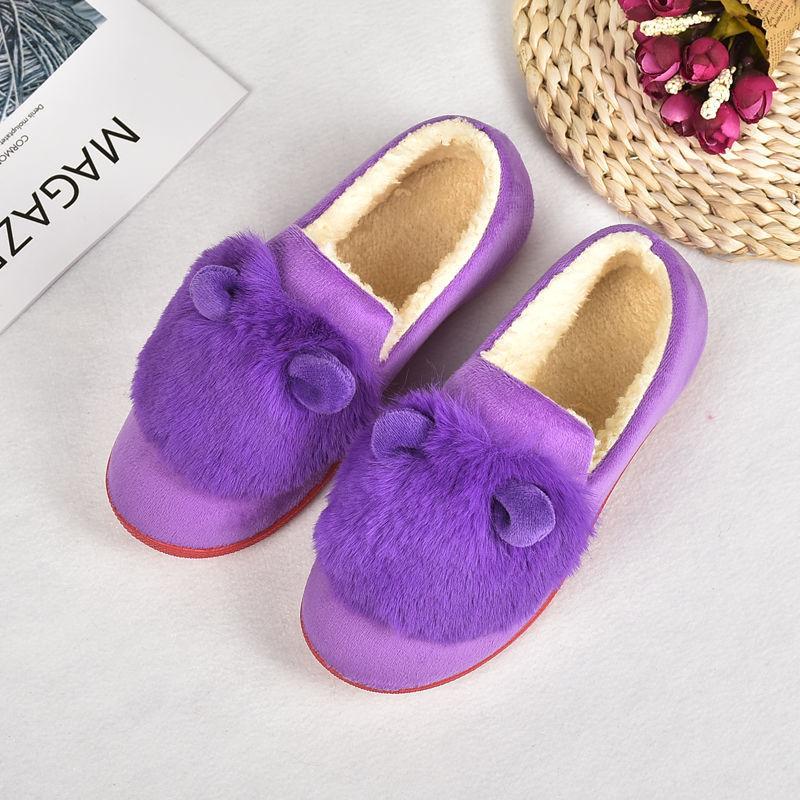 Autumn and Winter Plush Shoes Cotton Slippers Women's Shoes Peas Shoes Casual Warm and Velvet Flat Shoes Moccasins