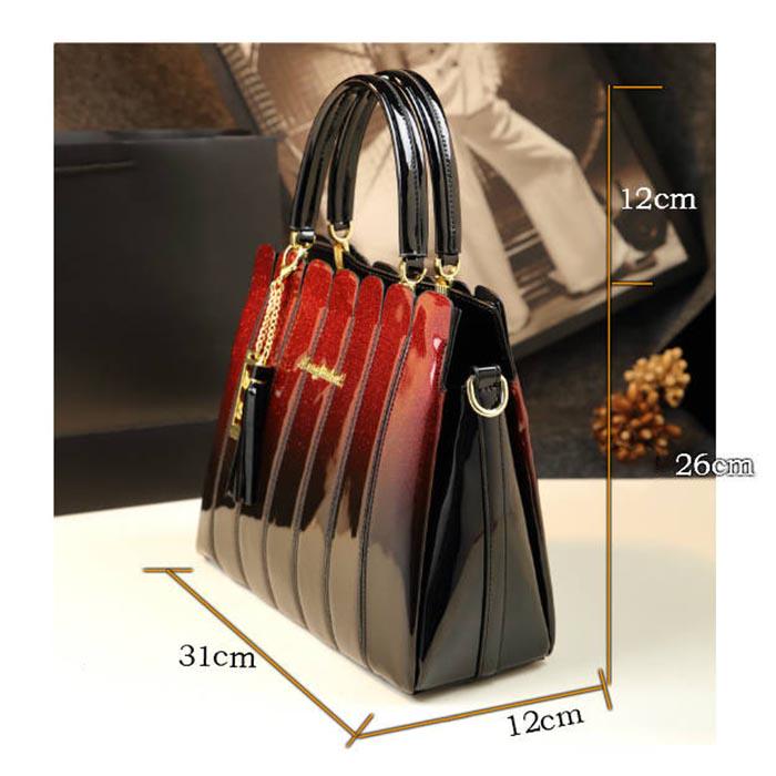 European  American Fashion Personality Handbag Large Capacity Patent Leather Slung Shoulder Bag