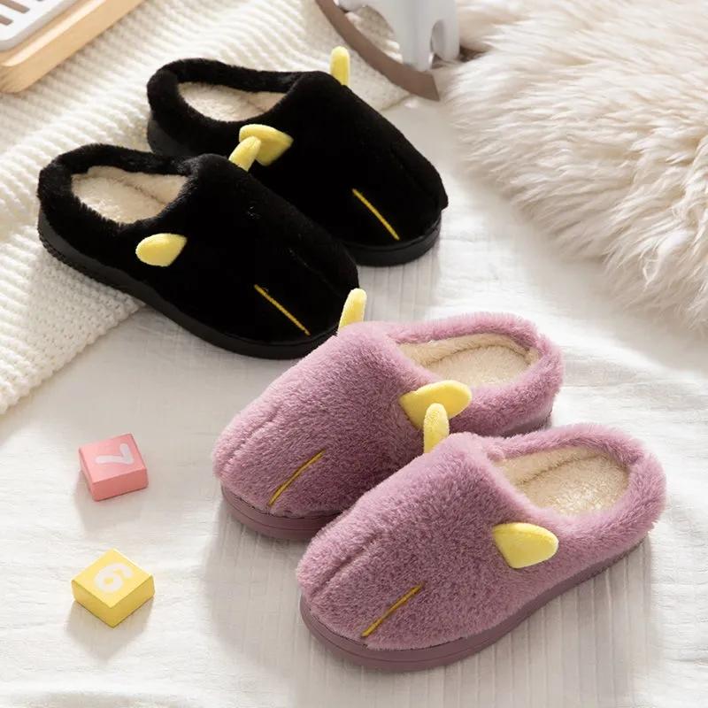 Cotton Slippers Boys and Girls Kids Cotton Slippers Non-slip Flat Shoes Big Children's Slippers Winter