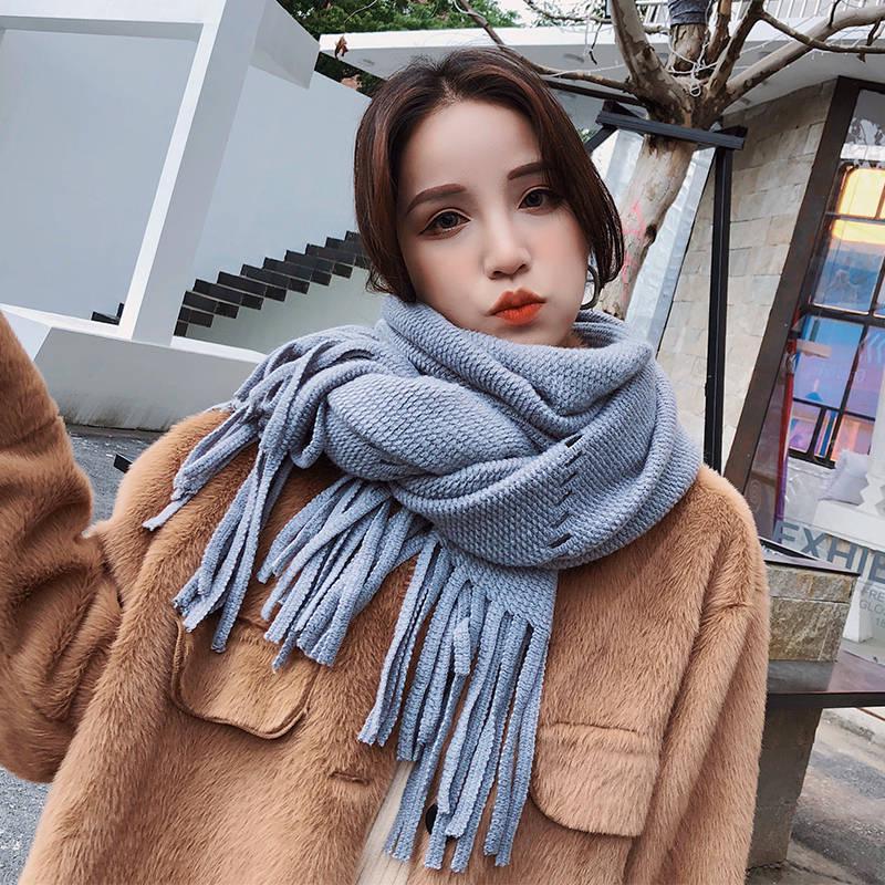 Scarf Knitted Autumn Winter Female Warm Scarf Women Girls Tassel Scarf Wool Scarf Shawl