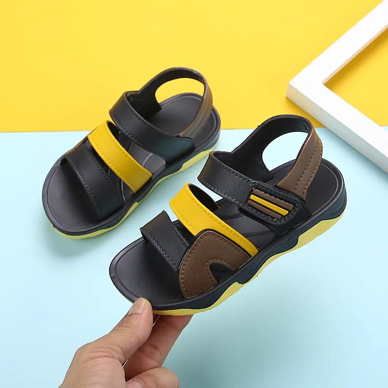 Boys Sandalies Children's Sandals Boys Stitching Simple Soft Bottom Sandals Baby Beach Shoes