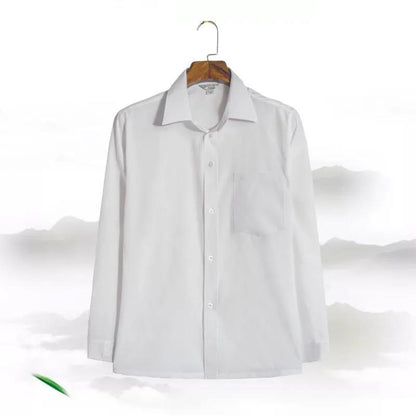 Middle-aged and Elderly Men's Shirts, Summer Thin Section, Middle-aged Long-sleeved Shirts, Old Clothes, Solid Color Loose Old Men